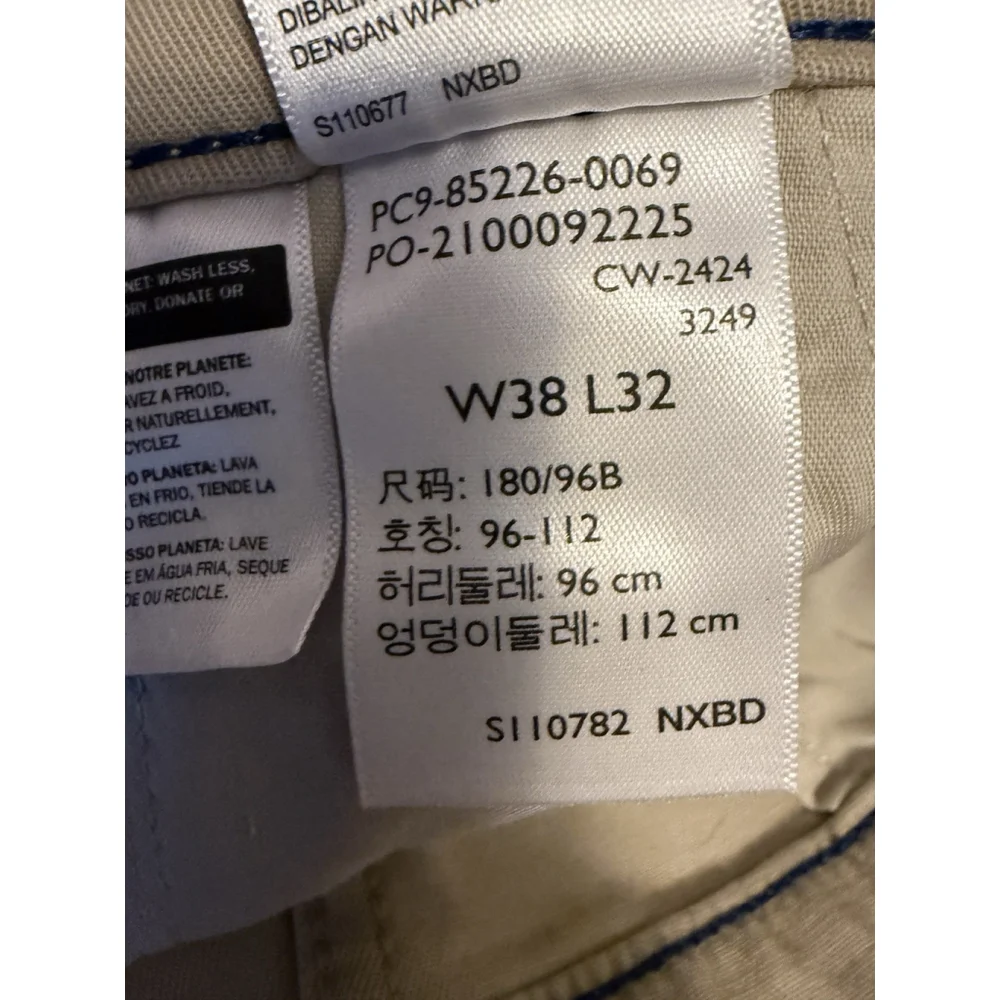 Levis Pants XX Chino Standard‎ Taper Stretch Khaki Brown Size 38x31 NWT Flawed